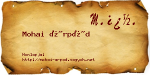 Mohai Árpád névjegykártya